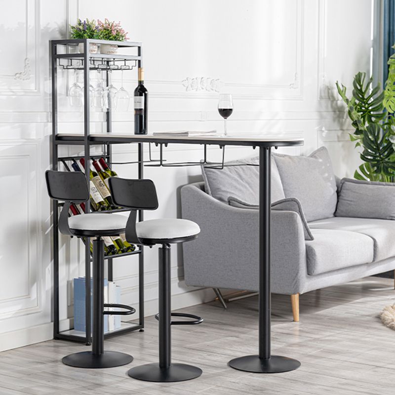 Adjustable Height Bar Stools Glam Dining Stools with Metal Base
