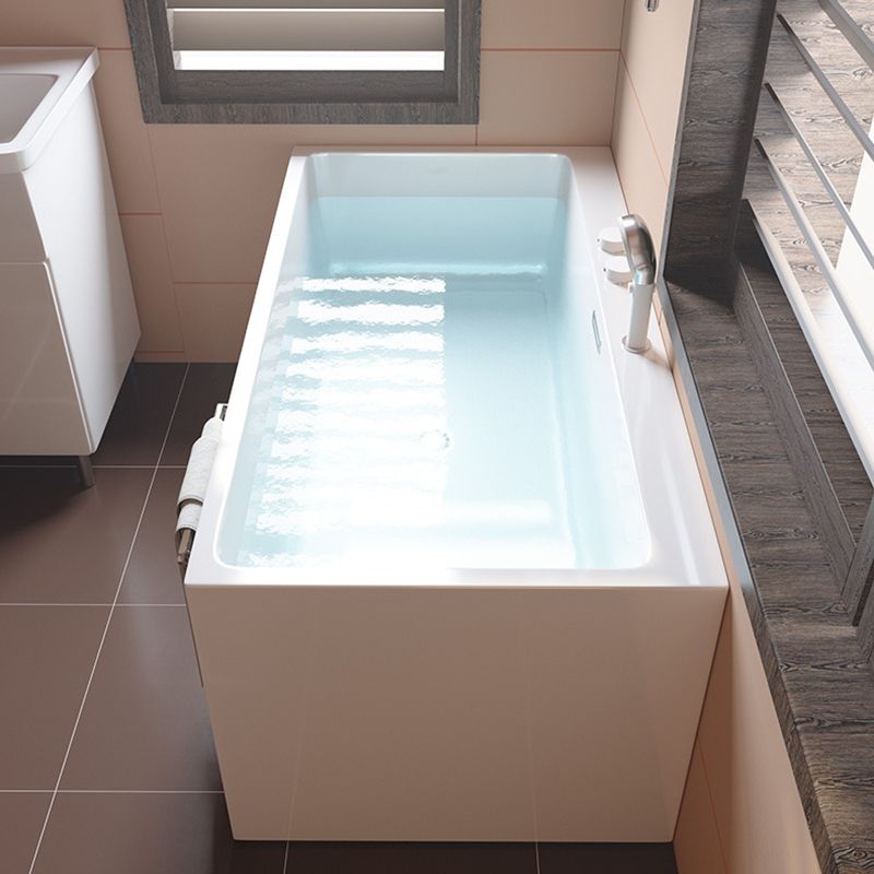 Acrylic Rectangular Back to Wall Bath Tub Freestanding Bathtub with Center Drain