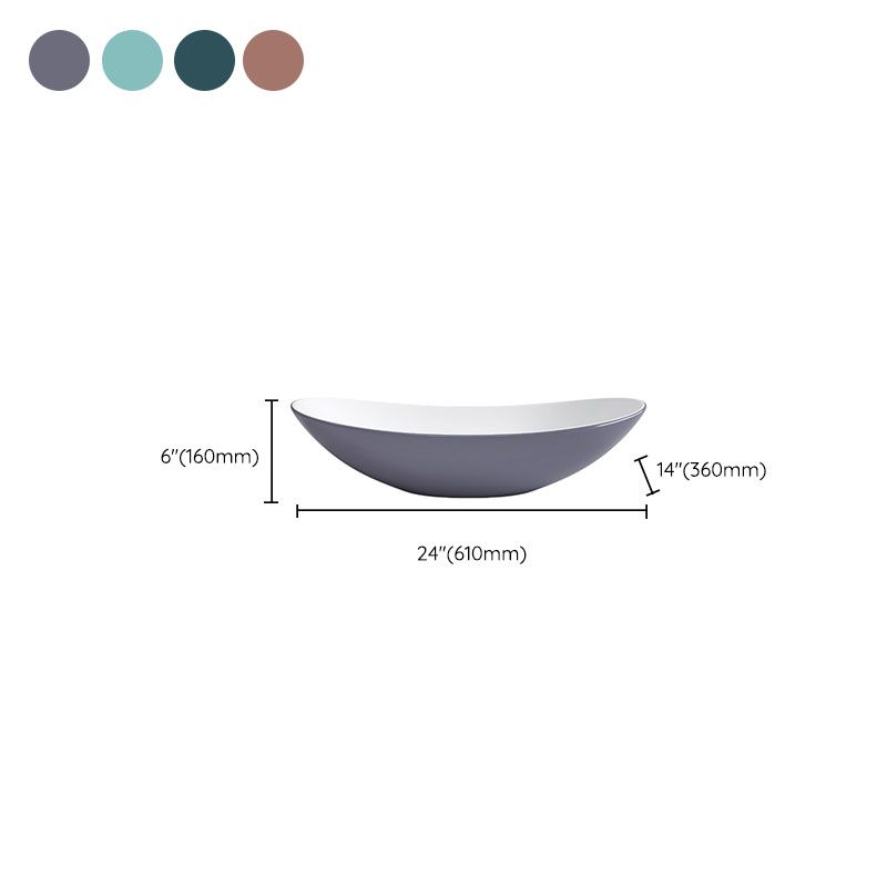 Modern Basin Sink Oval Porcelain with Pop-Up Drain Vessel Bathroom Sink