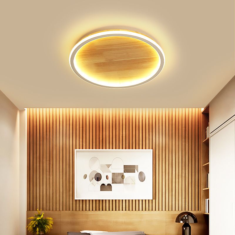 Lámparas de techo empotradas modernas de anillo, luz montada en el techo de madera para dormitorio