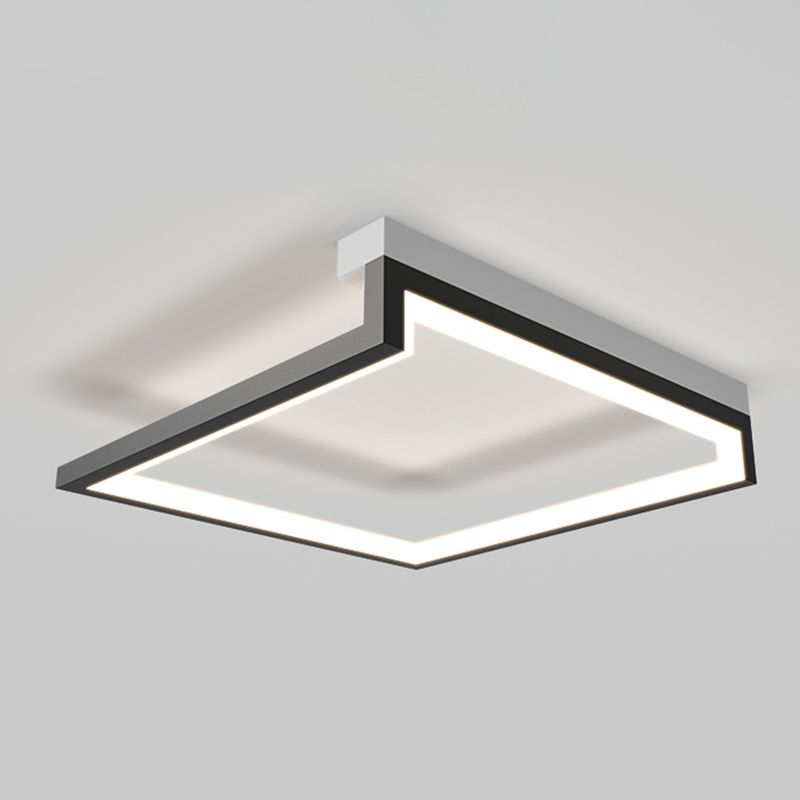 Black Minimalism LED Ceiling Square Light Square Cube Flush Mount Lamp for Bedroom