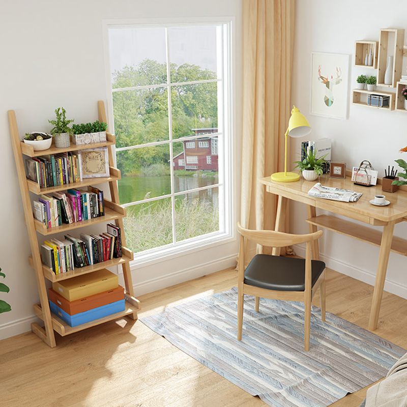 Rubber Wood Ladder Bookshelf Modern Open Back Bookshelf for Home Office