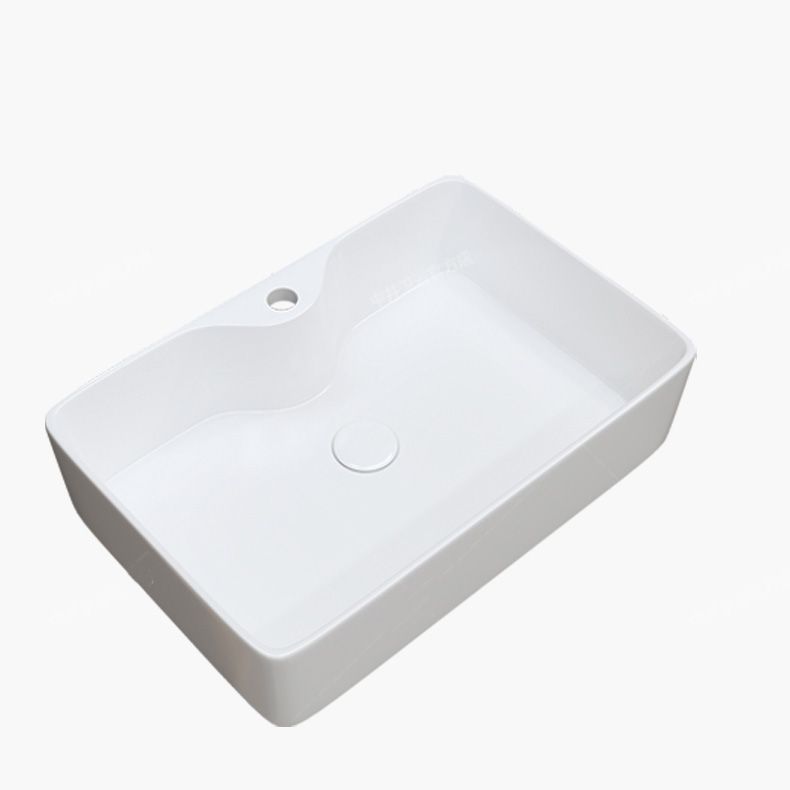 Fade Resistant Bath Sink White Rectangular Ceramic Faucet Vessel Bathroom Sink