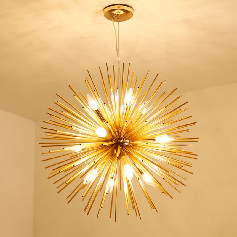 Simplicità post-moderna a 12 luci lampadario in alluminio dorato in alluminio a forma di lampada a sospensione creativa a forma di ristorante per il ristorante