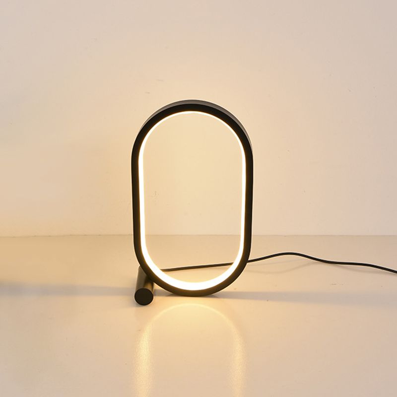 Oval Nightstand Light Simplicity Acrylic Bedside LED Table Light with USB Charging Cord