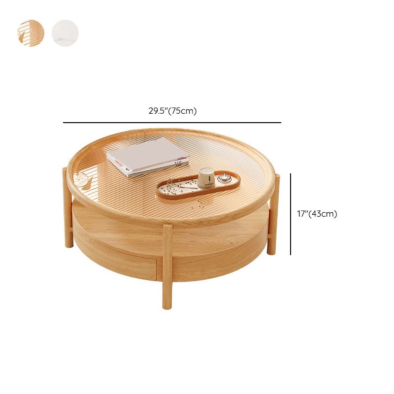 Tropical Coffee Table Solid Wood Coffee Cocktail Table with Storage
