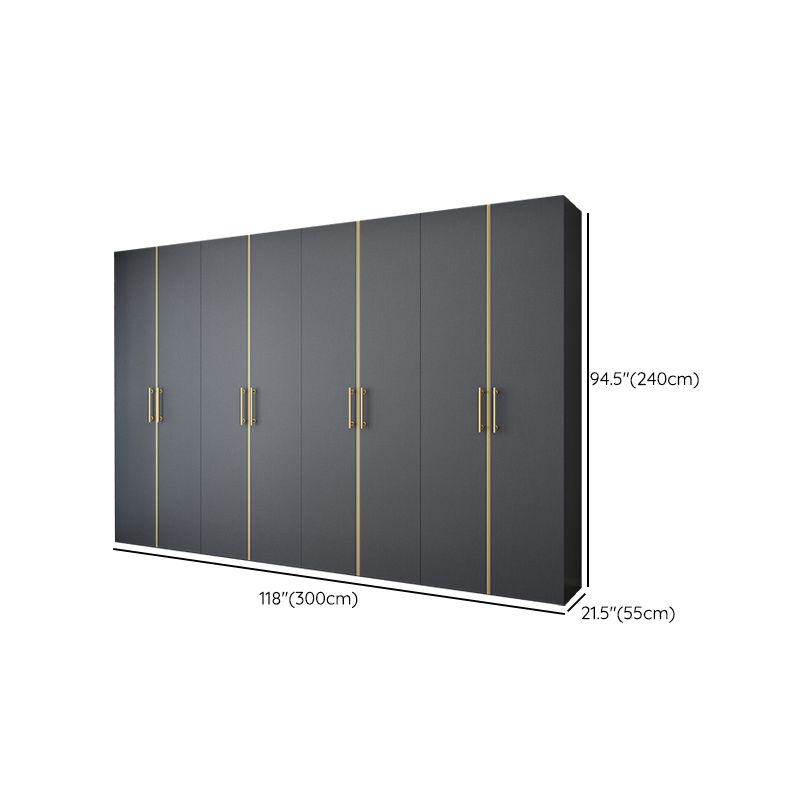 Modern Wardrobe Closet Grey Engineered Wood Wardrobe Cabinet