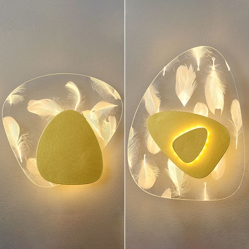 Iluminación de pared de plumas geométrica de pared de pared LED nórdica con sombra acrílica