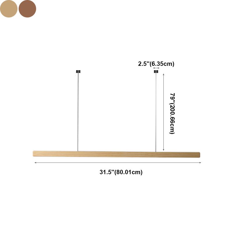 Modern Style Linear Hanging Pendant Light Wood 1-Light Ceiling Pendant Light