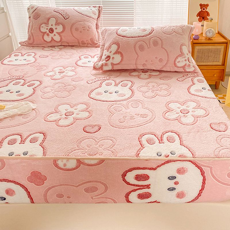 Flannel Standard Bed Sheet Set Printed Super Soft Fitted Sheet