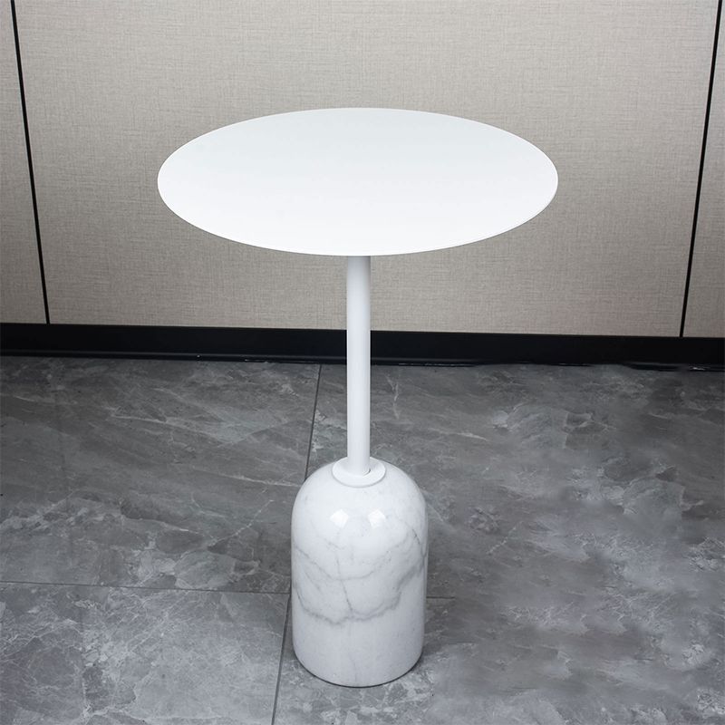 Contemporary Metal End Table Round Pedestal Accent Side Table