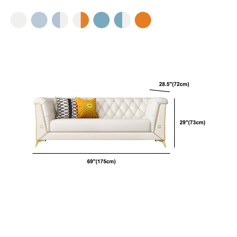 Contemporary 28.7" H Faux Leather Tufted Tuxedo Arm Sofa For Living Room