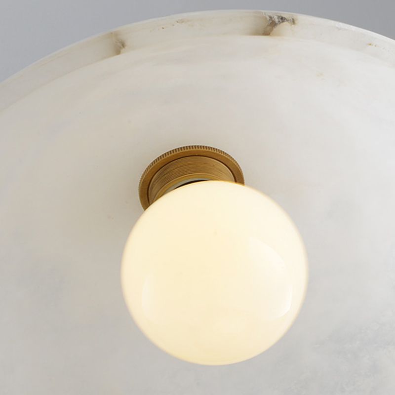 11.8 pulgadas de ancho tono de cúpula colgante de mármol blanco simplicidad lámpara colgante de latón