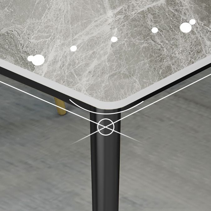 Contemporary Style Stone Dining Table Rectangle 4 Legs Table for Dining Room