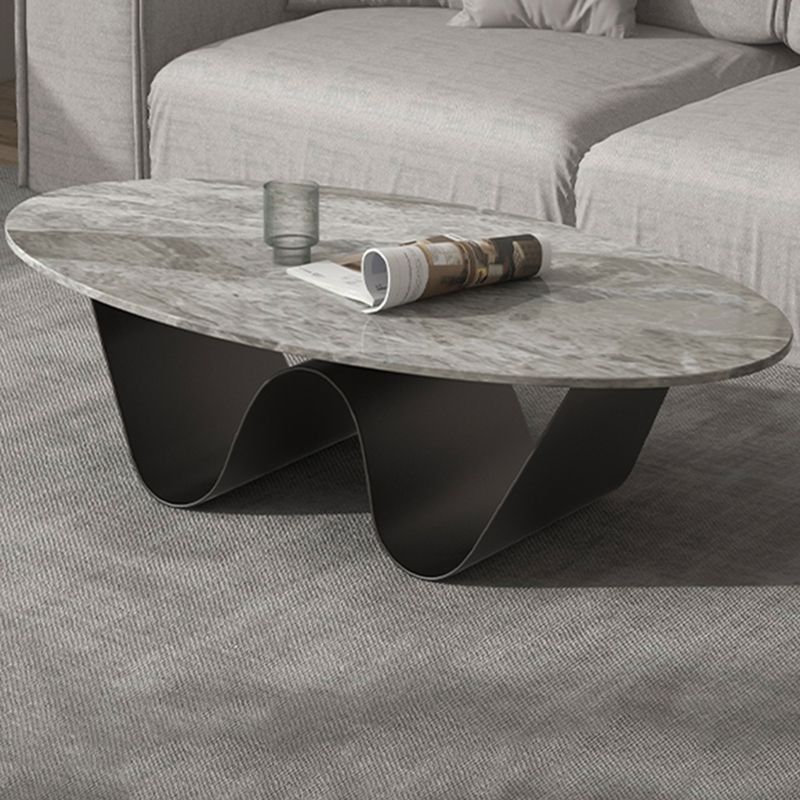 Glam Slate Coffee Cocktail Table Abstract Oval Coffee Table for Living Room