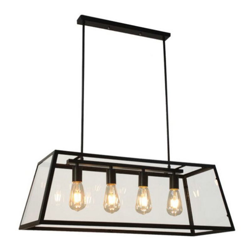 Industrial Trapezoid Island Pendant Lights Metal Multiple-Light Island Lighting