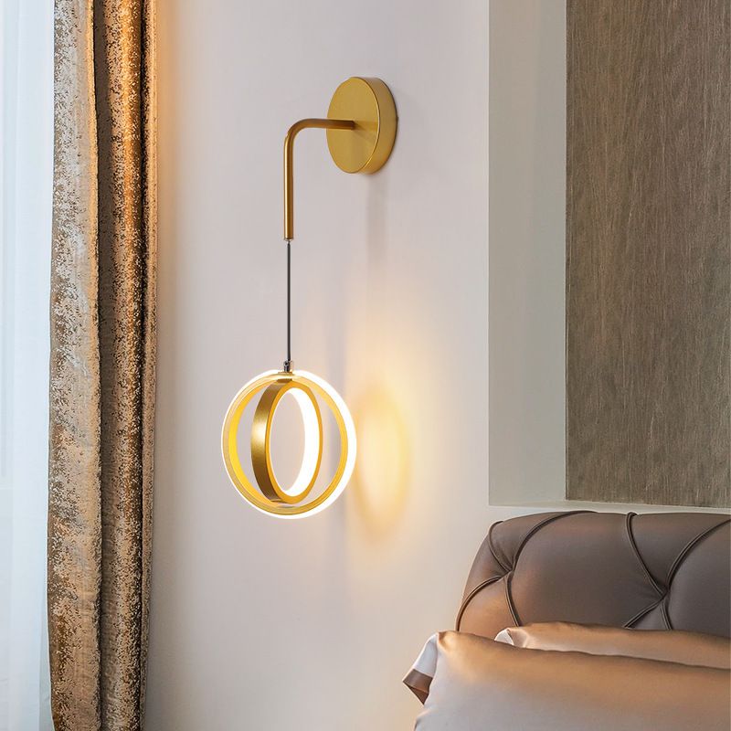 2-Lights Metal Geometric Wall Light Modern Hanging Wall Sconce for Bedroom