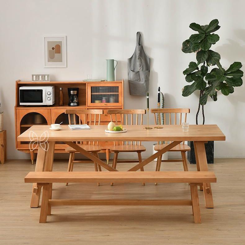 Modern Dining Set 1/2/5/7 Pcs Solid Wood Dining Table and Chairs