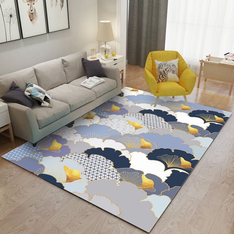 Trendy Geometry Pattern Rug Polyester Area Carpet Non-Slip Backing Carpet for Living Room