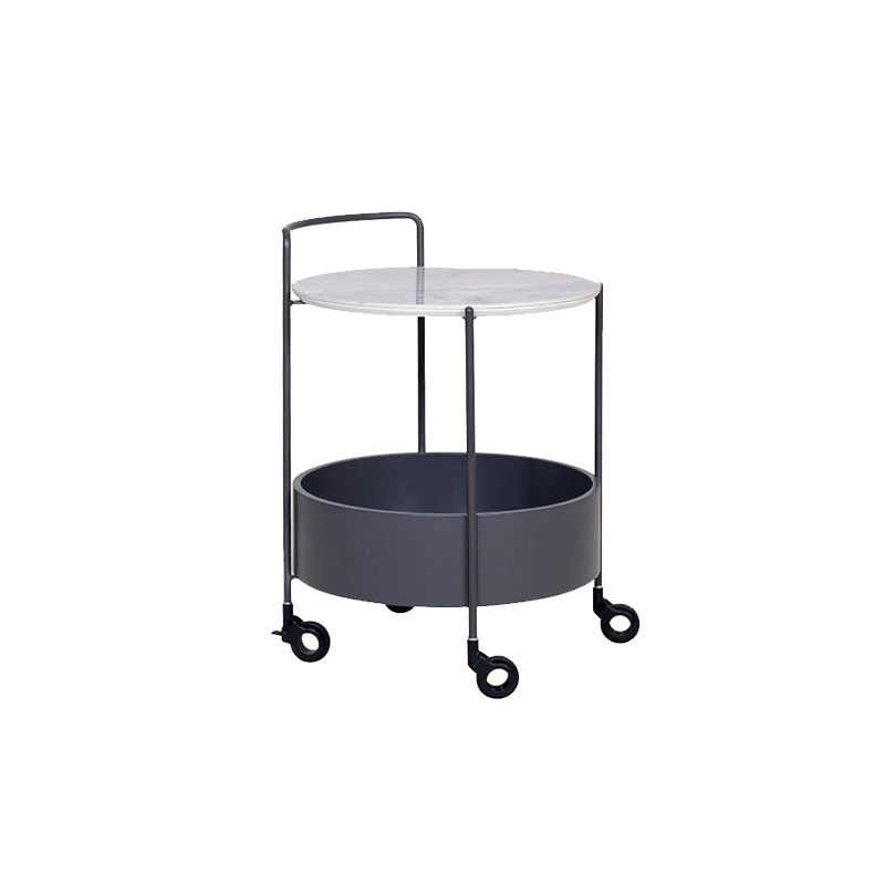 Contemporary Corner Table Round Wood Side Table with Storage