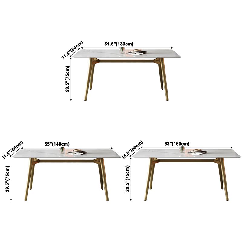 Metal Contemporary Rectangular Dining Table Sintered Stone Dining Table with Trestle Base