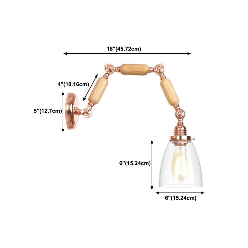 Adjustable Industrial Wall Light Glass 1-Light Wall Light Fixture