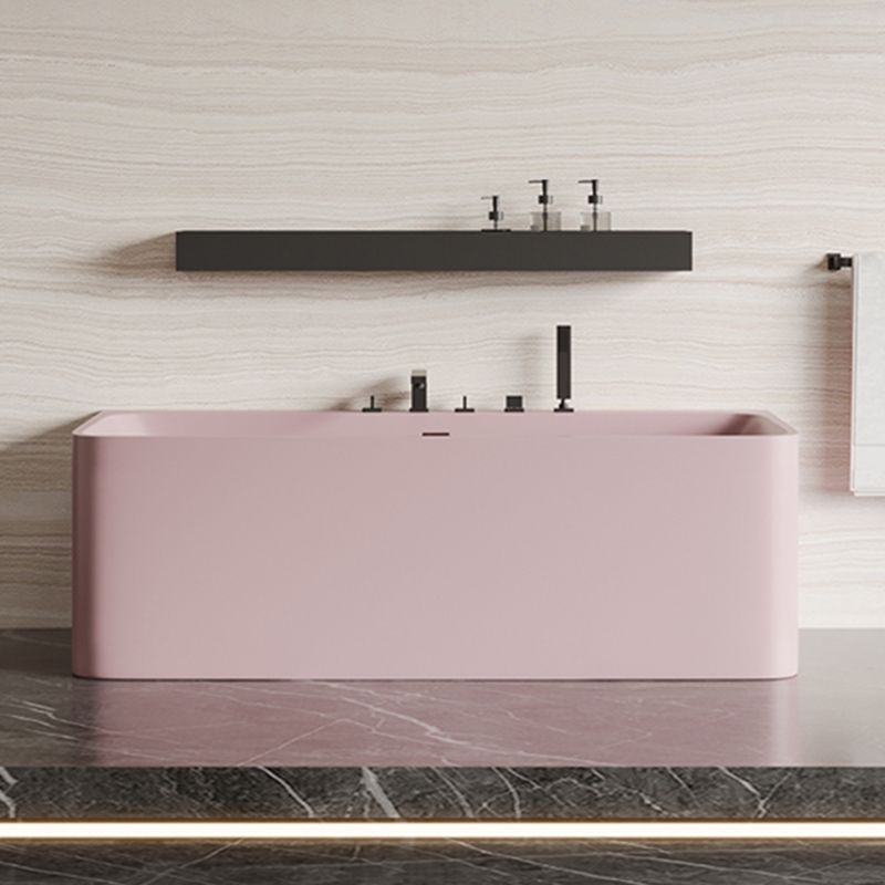 Modern Stone Soaking Bathtub Rectangle Back to Wall Bathtub With Faucet