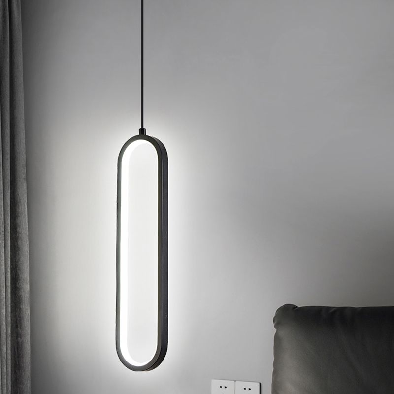 Nordic Style Iron Pendant Light Geometry Oval Led Ceiling Lamp for Bedroom