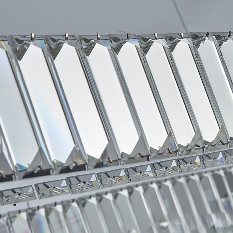 Éclairage de l'île contemporaine Crystal ovale 2 Light Island île plafond en argent