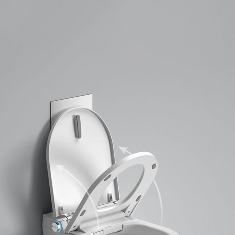 White Smart Toilet Antimicrobial Foot Sensor Elongated Wall Hung Toilet Set