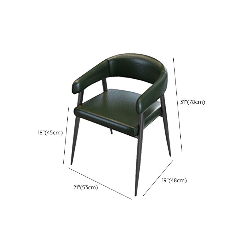 Contemporary Open Back Dining Chairs Upholstered Dining Chairs in Green