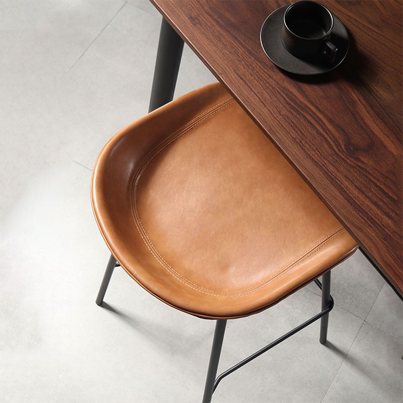 Contemporary Leather Counter Stools Metal Bar Stool for Living Room