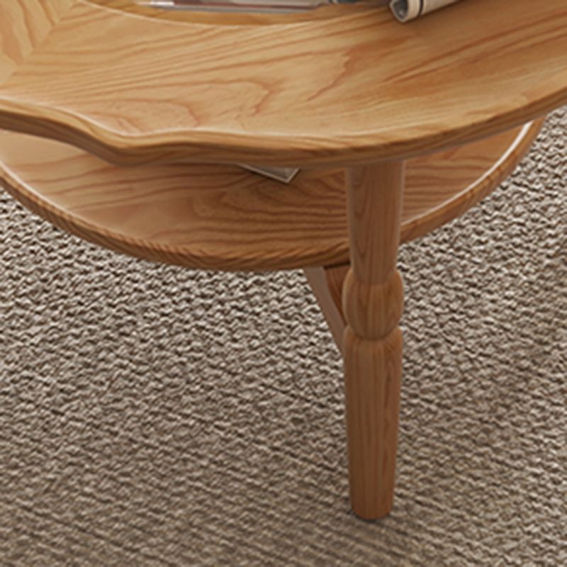 4 Legs Coffee Table No Distressing Solid Wood Coffee Table Set with Shelf