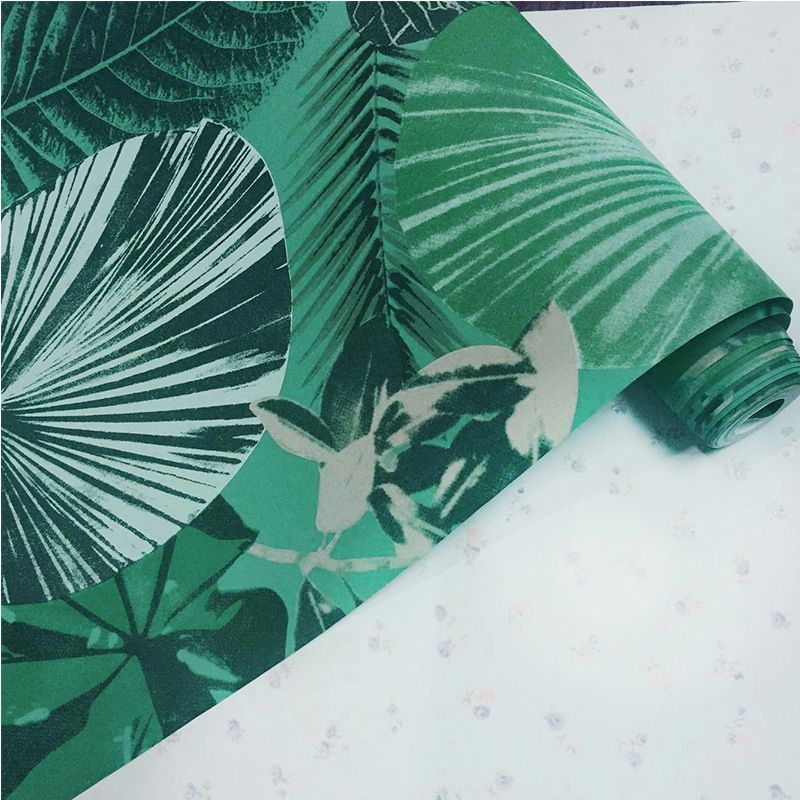 Tropix Botanical Wallpaper Non-Woven Waterproof Green Wall Covering for Living Room