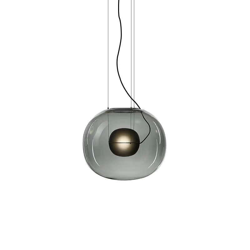 Globe Hanging Light Ayémorrat moderne Smoke Smoke Grey / Clear Glass 1 Head Dining Dining Room Pendant Light Kit