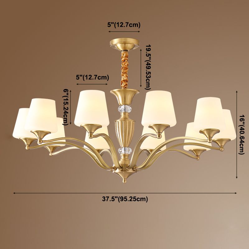 Bell Chandelier Lighting Fixtures Traditional Multi-Head Suspension Light with Clear Crystal