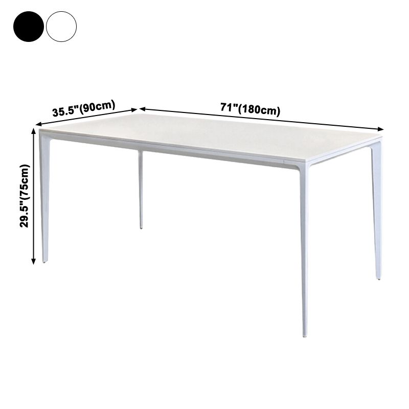 Mesa de forma de comedor de piedra sinterizada de estilo industrial con base de 4 patas