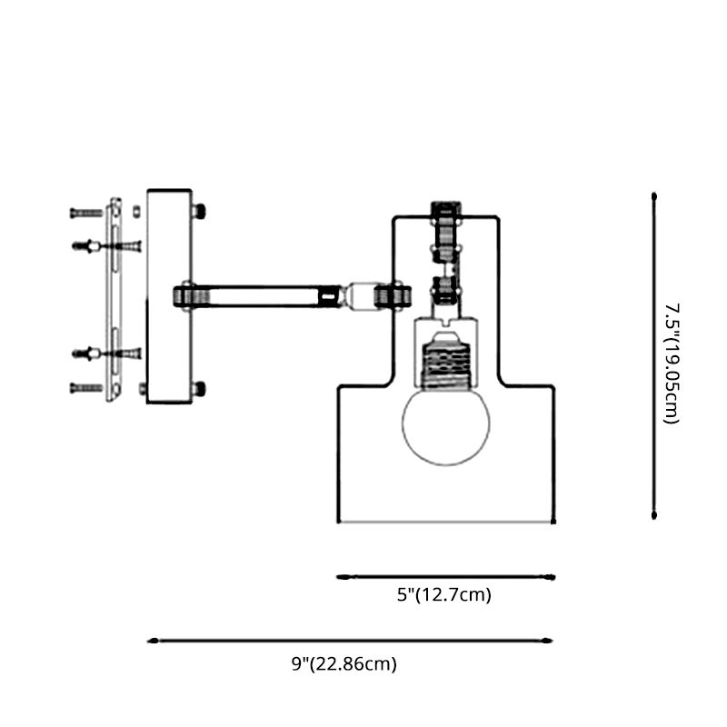 7.5" H Torch Shaped Metal Wall Lamp 1-Light Post-modern Style Sconce Lights in Gold