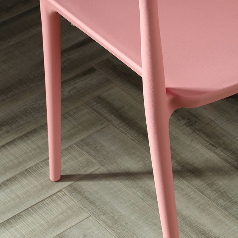 Silla sin brazos de comedor de plástico escandinavo, silla lateral con respaldo abierto