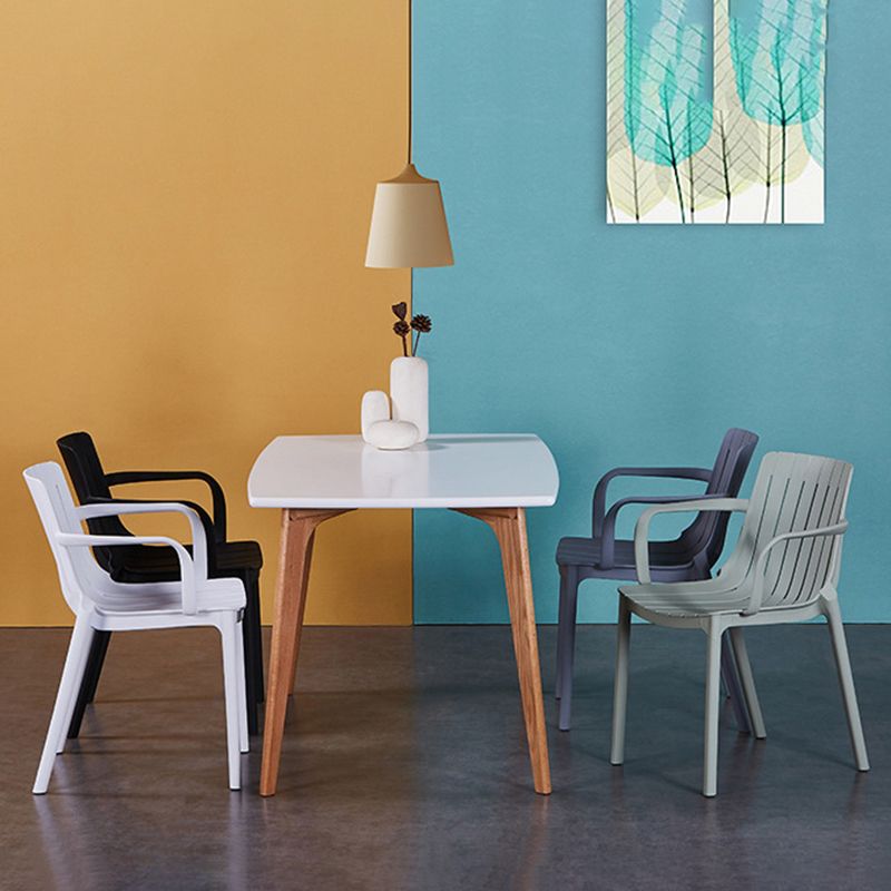 Sillas de comedor de cocina de estilo moderno, sillas de comedor de plástico con brazos apilables