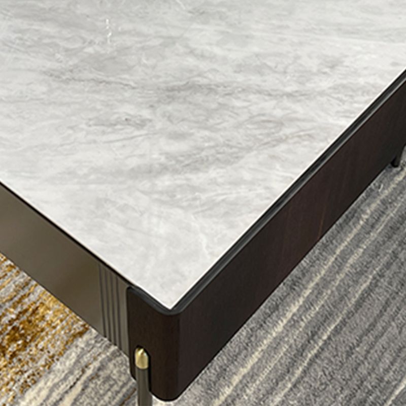 28" Wide Contemporary Cocktail Table White 4 Legs Stone Coffee Table