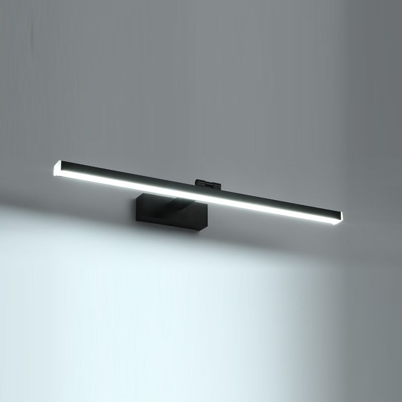 Linear Bathroom Mirror Light Fixture Metal LED Simple Wall Mounted Lamp in Black