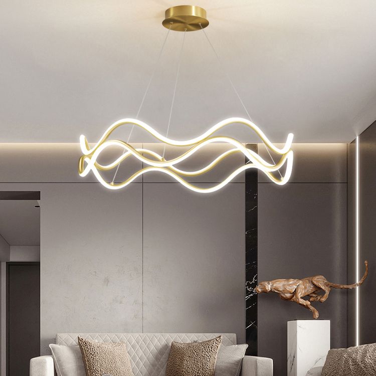 Lustres de lustre simple en or lustre suspendu linéaire pour salon