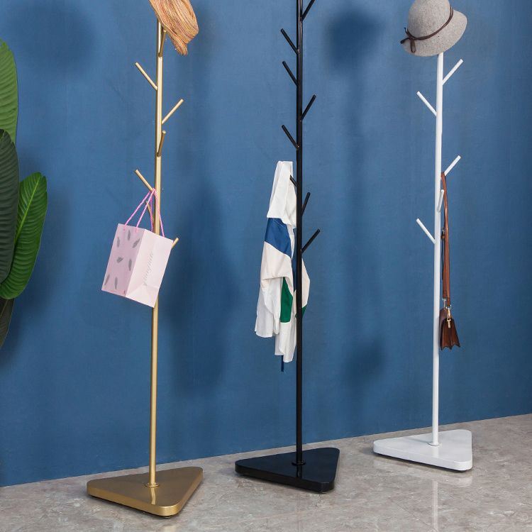 Contemporary Coat Rack Coat Hooks Metal Coat Rack with Triangular Base