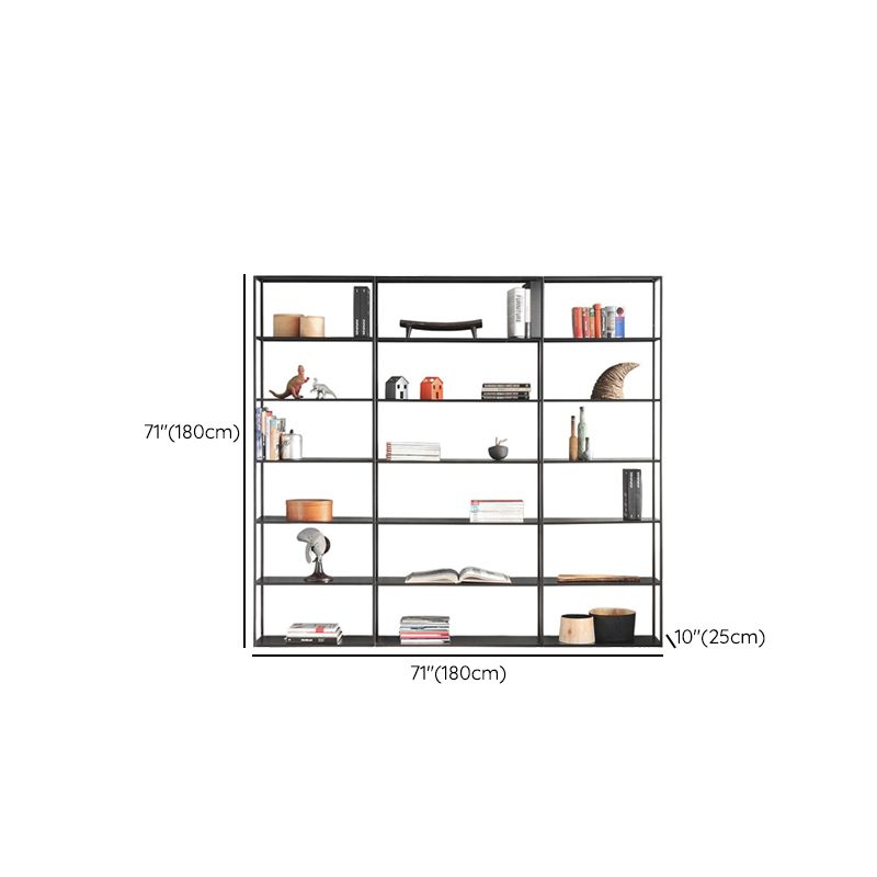 Contemporary Metal Book Shelf Black Etagere Shelf Bookcase for Study Room 9.8" W