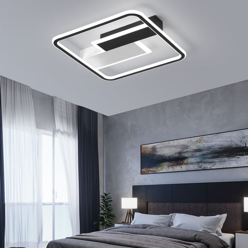 Plafonnier LED à géométrie métallique, luminaire décoratif créatif pour la maison, en noir et blanc