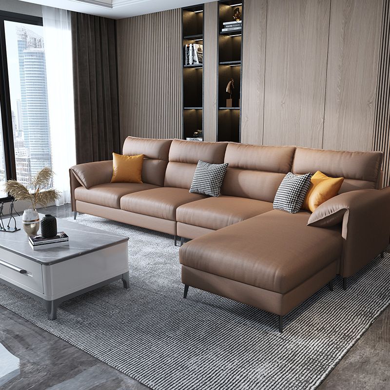 Nordic Cushions Stationary Sectional Faux Leather Living Room Pillow Top Arm Seating