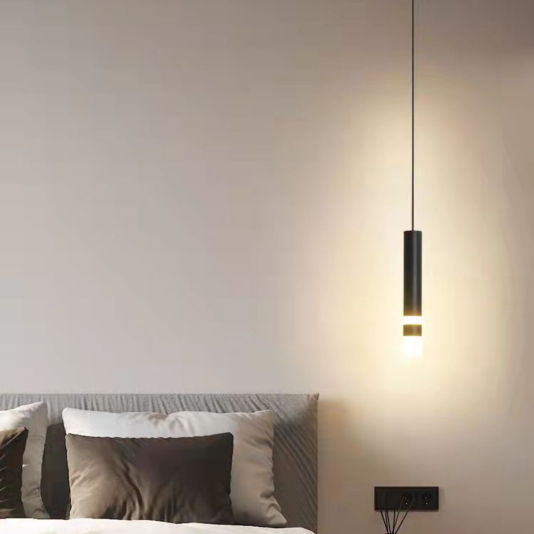Luce a sospensione a sospensione in metallo cilindrico Light a ciondolo a LED moderno per camera da letto