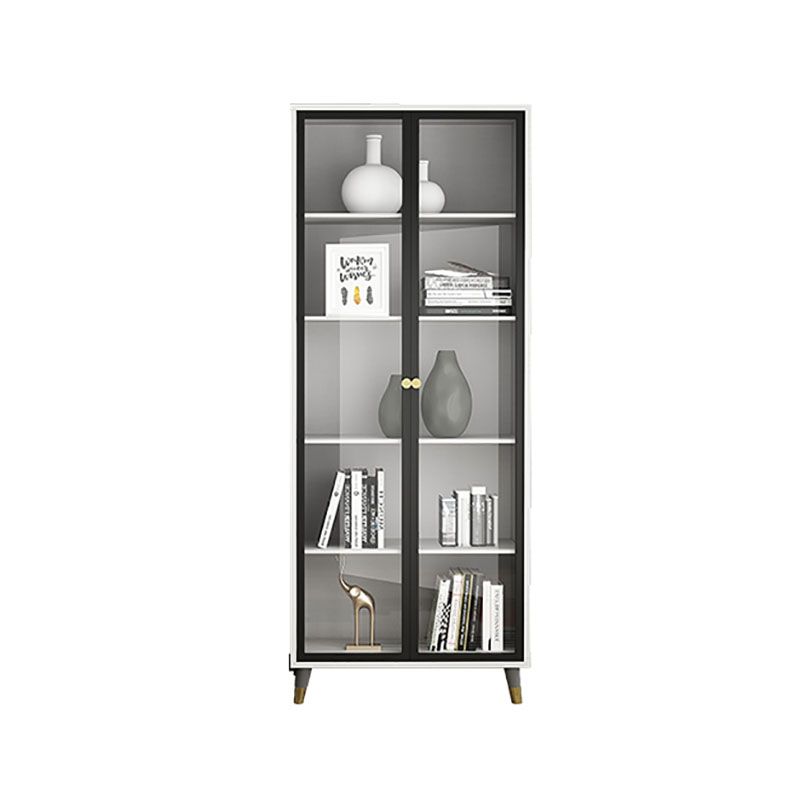 Glam Standard Bookcase Metal Frame Manufactured Wood Shelf Bookshelf with Glass Door