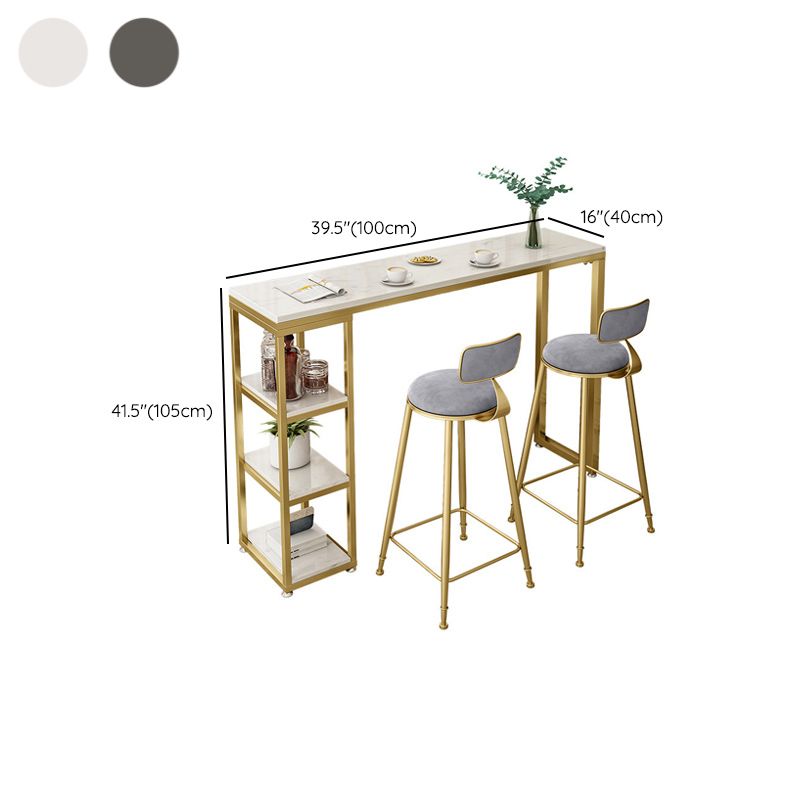 41.3-inch Faux Marble Top Table Modern Style Bistro Pub Table with Gold Base